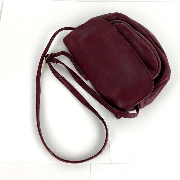De Mura Leather Purse Shoulder Bag Multi-Pockets Burgundy Red Satchel Handbag - Picture 10 of 10
